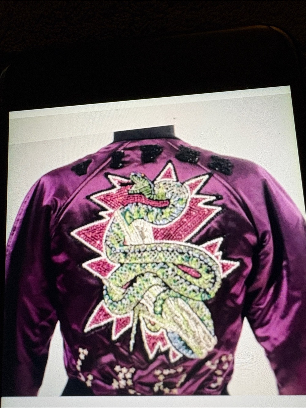 Authentic Dolce & Gabbana Purple Embroidered Snake Bomber Jacket